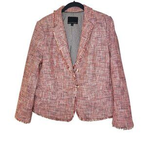 Banana Republic Womens Red White Blue Tweed Blazer Classic Americana Style Sz 12